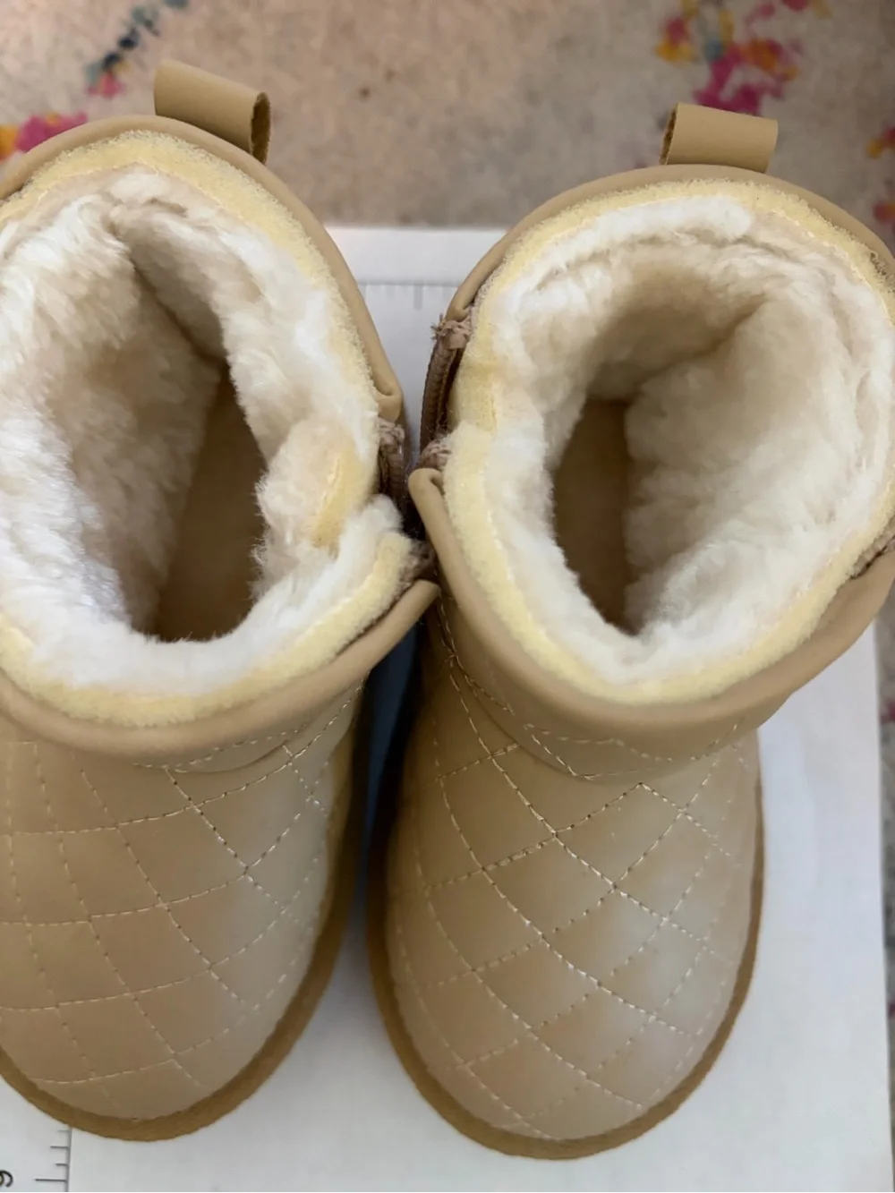 Quilted Faux-Shearling Lined Toddler Boots - Tan